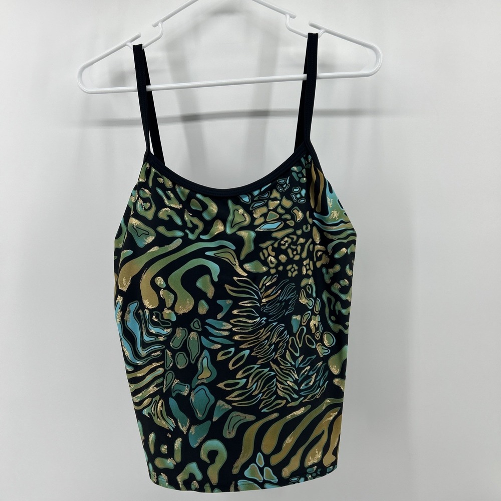 Sweet Escape Swimsuit Top Women's Green Abstract Straps Measures Small Vacation